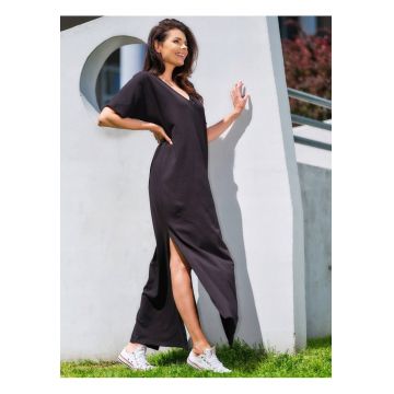 Rochie maxi de bumbac cu maneci scurte