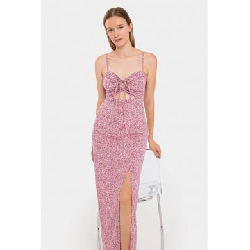 Rochie maxi -  Floral - Roz - Viscoza