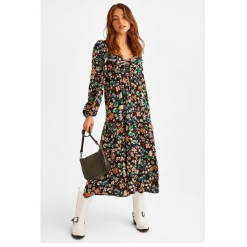 Rochie midi cu imprimeu floral - Multicolor
