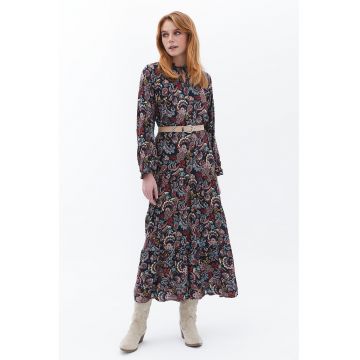 Rochie midi cu imprimeu floral - Rosu/Galben/Bleumarin