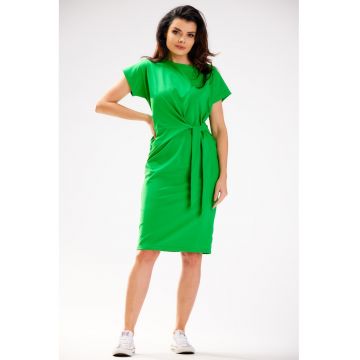 Rochie midi din bumbac cu design frontal - Verde
