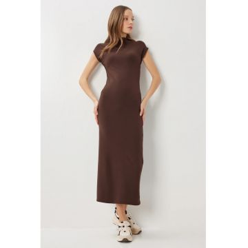 Rochie midi - Happiness Istanbul - mulata - maro - jerseu