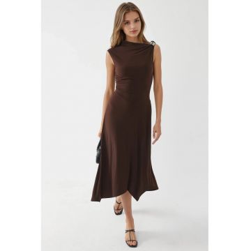 Rochie midi  maro - jerseu