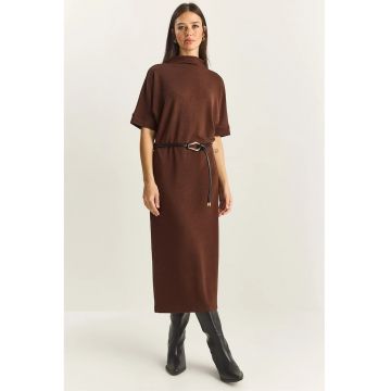 Rochie midi -  tricot - maro