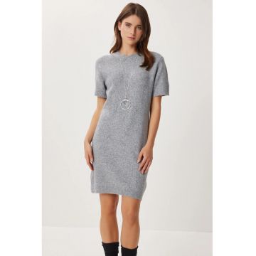 Rochie mini - Happiness Istanbul - gri - tricot -