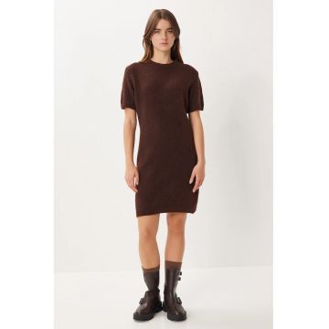 Rochie mini - Happiness Istanbul - tricotata - maro - tricot -