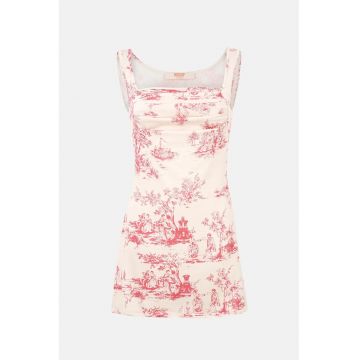 Rochie mini -  imprimeu - roz - textil