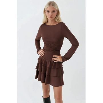 Rochie mini -  maro cafeniu - jerseu