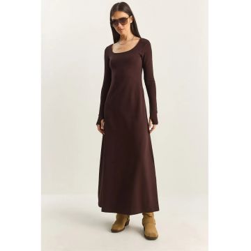 Rochie tricotata  Maxi - maro - jerseu