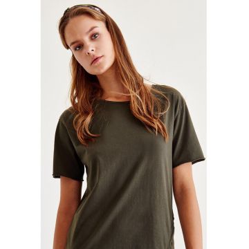 Rochie-tricou din bumbac - Kaki inchis