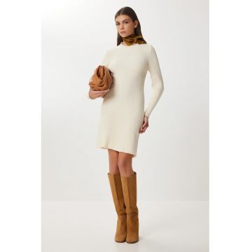 Rochii - Happiness Istanbul - Rochie mini tricotata - crem natural - jerseu -