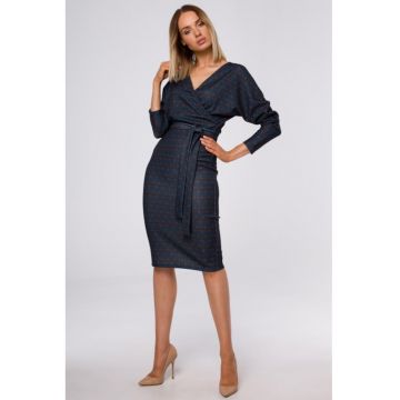 Rochie bodycon midi imprimata - - Negru
