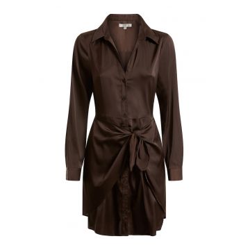 Rochie-camasa cu detaliu nod - Maro cognac