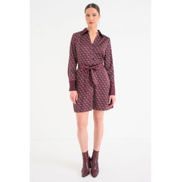 Rochie-camasa scurta cu monograma - Violet tyrian
