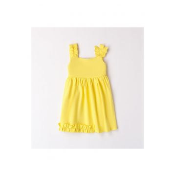 Rochie cu aplicatie fluturas si volane pentru fete -  0.8348 - Galben