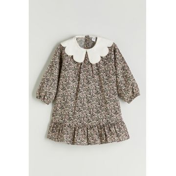 Rochie cu buline si maneci raglan - Verde/Negru/Roz