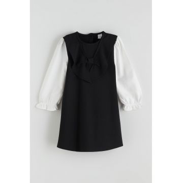 Rochie cu croiala dreapta si model 2-in-1 - Alb/Negru