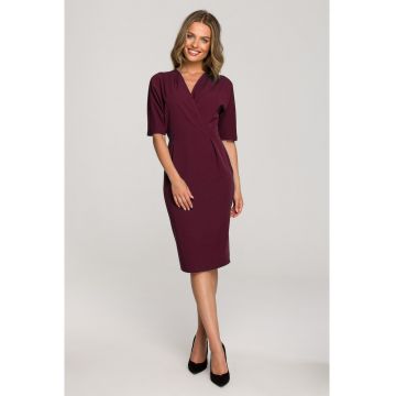 Rochie cu decolteu plic - maro - Visiniu