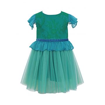 Rochie cu insertii de volane Eloise - Turcoaz