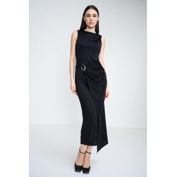 Rochie cu slit pe partea din fata - fara maneci - Negru