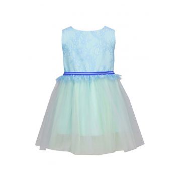 Rochie cu strat exterior de dantela Millie - Albastru aquamarin