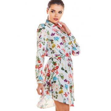 Rochie dama  Poliester - M202 - Flori Ecru - Ecru