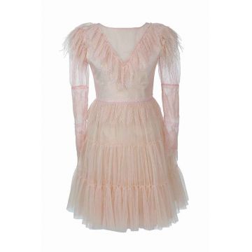 Rochie de tul cu insertii de dantela - Piersica
