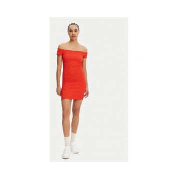 Rochie de vara -  portocalie - 90% bumbac - 8% poliester - 2% elastan