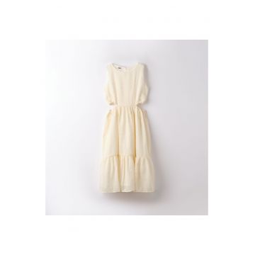 Rochie eleganta decupata pe sold pentru fete -  4.8558 - Crem