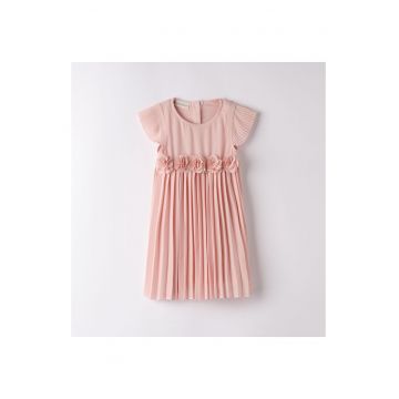 Rochie eleganta din voal cu aplicatii florale pentru fete -  0.8273 - Piersica - Piersica