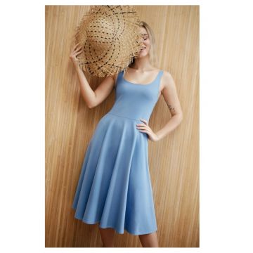 Rochie evazata cu bretele subtiri - albastru