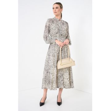 Rochie evazata cu buline - Crem