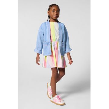 Rochie evazata cu dungi - Galben/Roz/Albastru