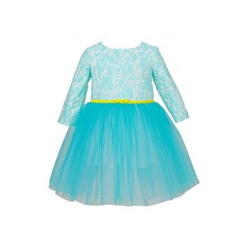 Rochie evazata cu maneci lungi Winnie - Turcoaz