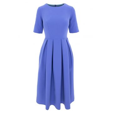 Rochie evazata cu maneci scurte - Albastru lavanda