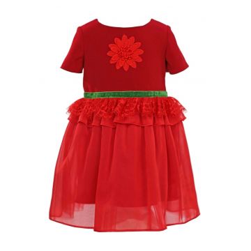 Rochie evazata cu maneci scurte Liliaan - Rosu