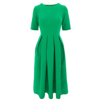 Rochie evazata cu maneci scurte - Verde