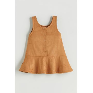 Rochie evazata cu model floral pe partea din spate - Maro camel