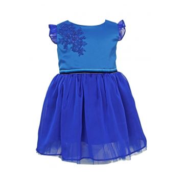 Rochie evazata cu segment de satin Zoey - Albastru royal