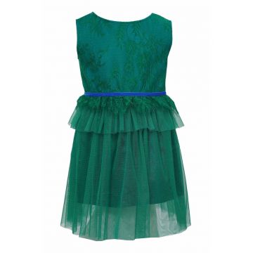 Rochie evazata cu strat exterior de tul Callie - Verde englez