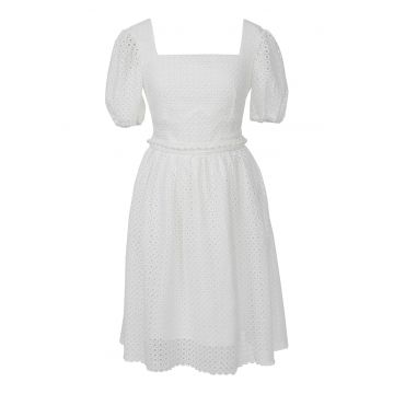 Rochie evazata de dantela Sangallo Nicole - Alb