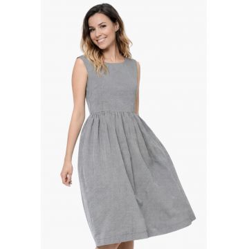 Rochie evazata fara maneci - Alb/Negru