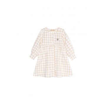 Rochie evazata in carouri - Maro camel