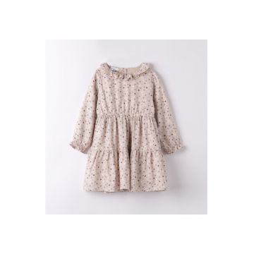 Rochie fetite cu imprimeu stelute 4.7565 - bumbac - bej/mov