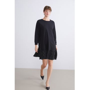 Rochie lejera cu buline - Alb/Negru