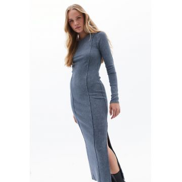 Rochie lunga cu decolteu rotund - Gri carbune