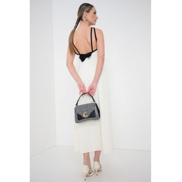 Rochie lunga cu model uni - Alb murdar