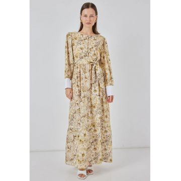 Rochie maxi  cu nasturi galben - Galben lamaie