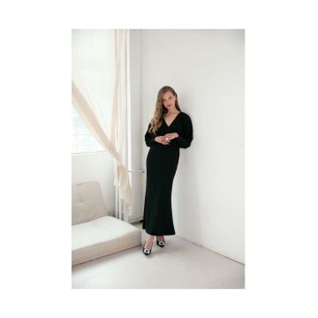 Rochie maxi dama -  Kundry - pruna - Negru