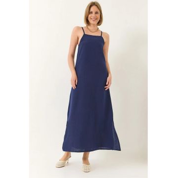 Rochie maxi - HiCCUP - fara bretele - crapatura laterala - bleumarin - poliester